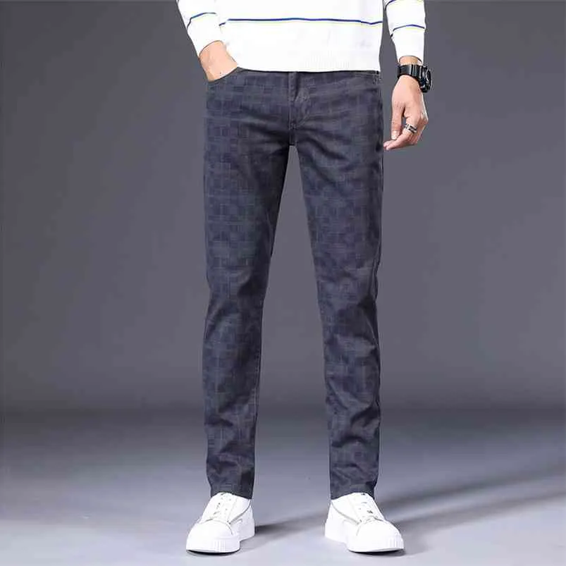 6 kleuren klassieke herenplaid casual broek lente mode business 98% katoen stretch rechte broek mannelijk merk 210715