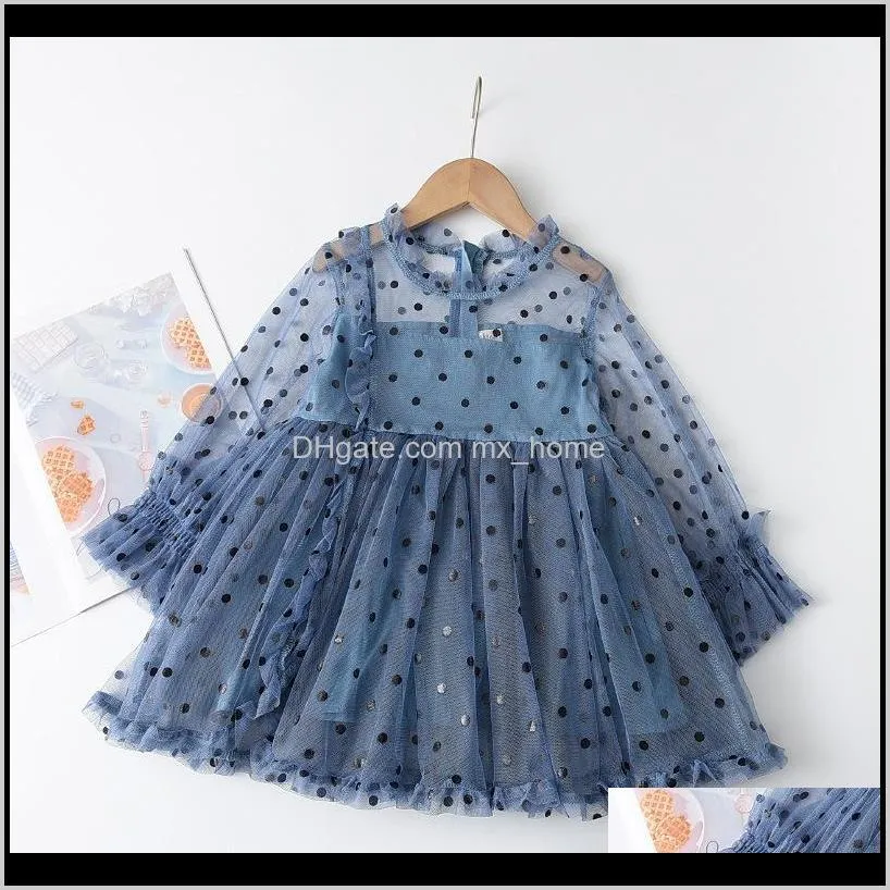 children`s clothing new spring and autumn girls dress kid polka dot mesh skirt cute breathable princess dress