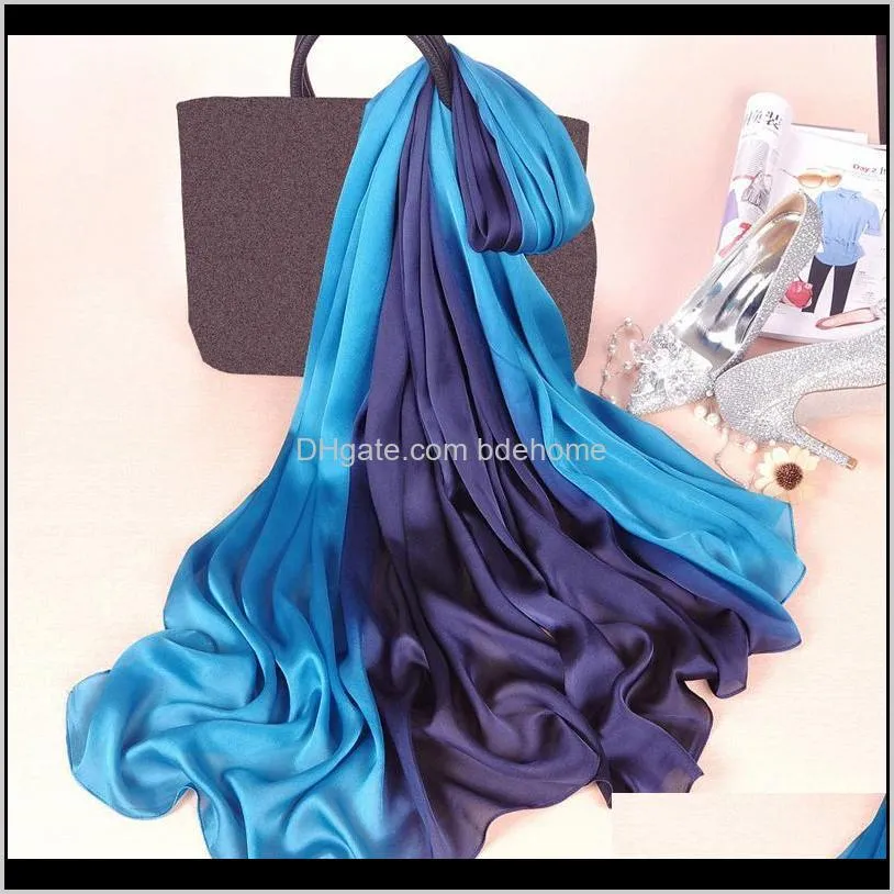 new design luxury solid silk summer scarf gradient dip dye women muslim hijab shawl long soft wrap fashion female accessories1