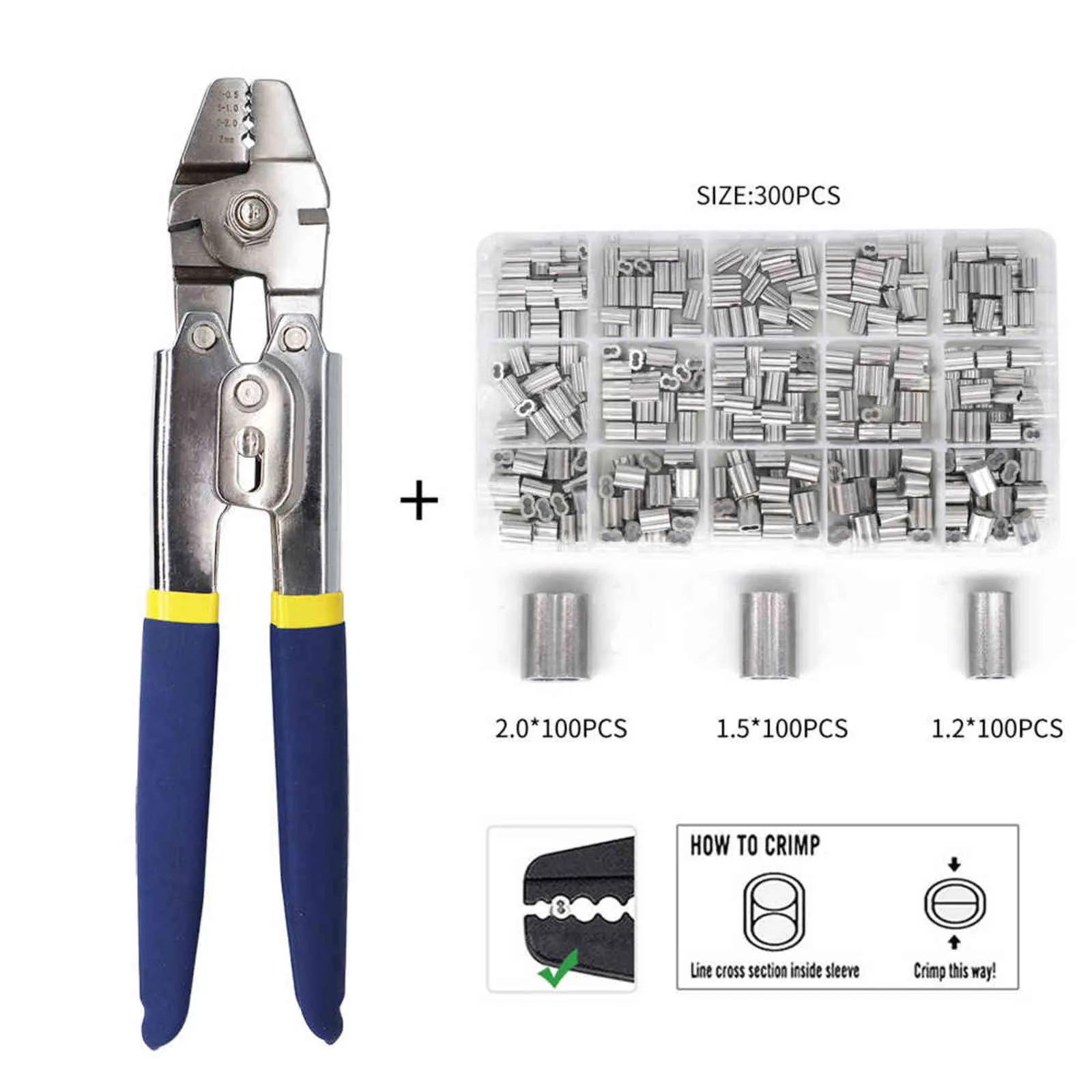 Aluminum Wire Rope Crimping Tool Kit With Double Barrel Ferrule Crimps And  Loop Sleeve Ideal For Fishing And Crimming 12 152mm From Rerh, $16.89