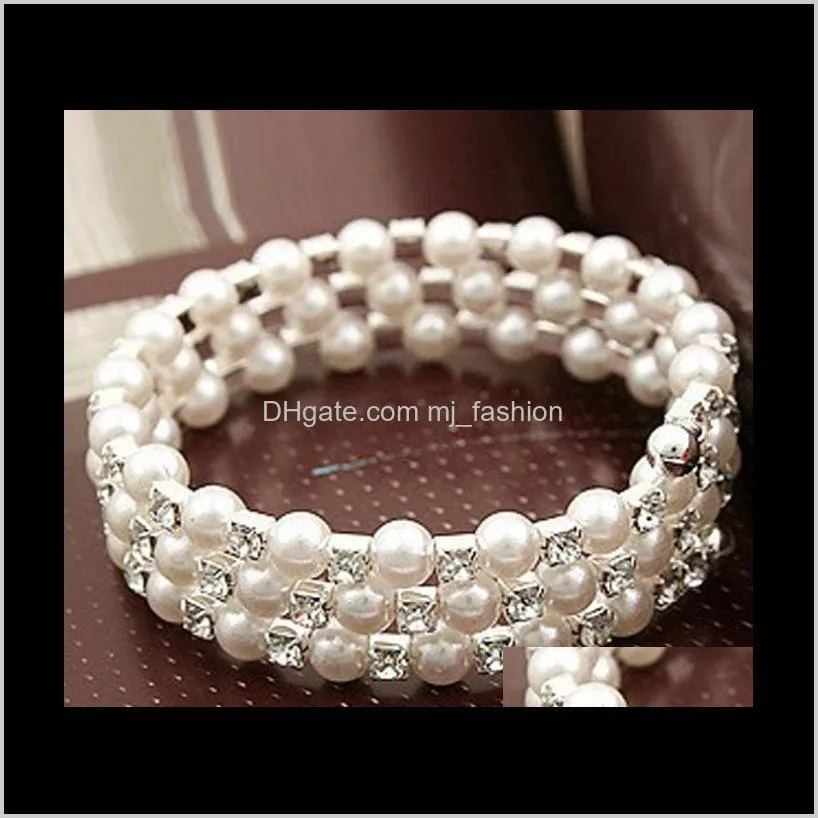 bracelet multi-layer stretch pearls bracelet bridal rhinestone bracelet cheap wedding party 1178