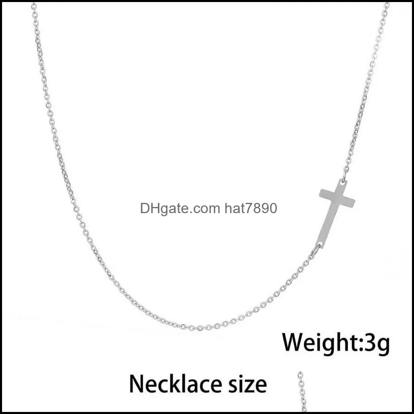 Stainless Steel Necklaces Gold Plated Jesus Tiny Sideways Cross Necklace Dainty Jewelry for Women