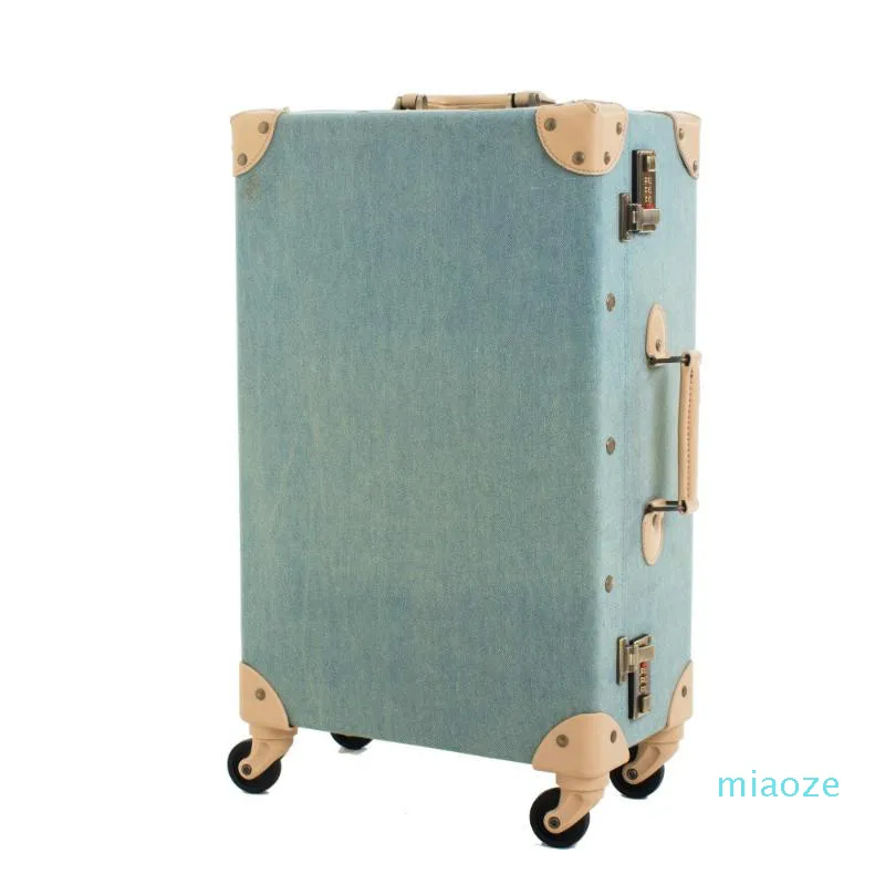 スーツケース20 "24"インチの女性レトロな圧延荷物Girslファッション旅行トロリースーツケースパーソナリティバッグホイール