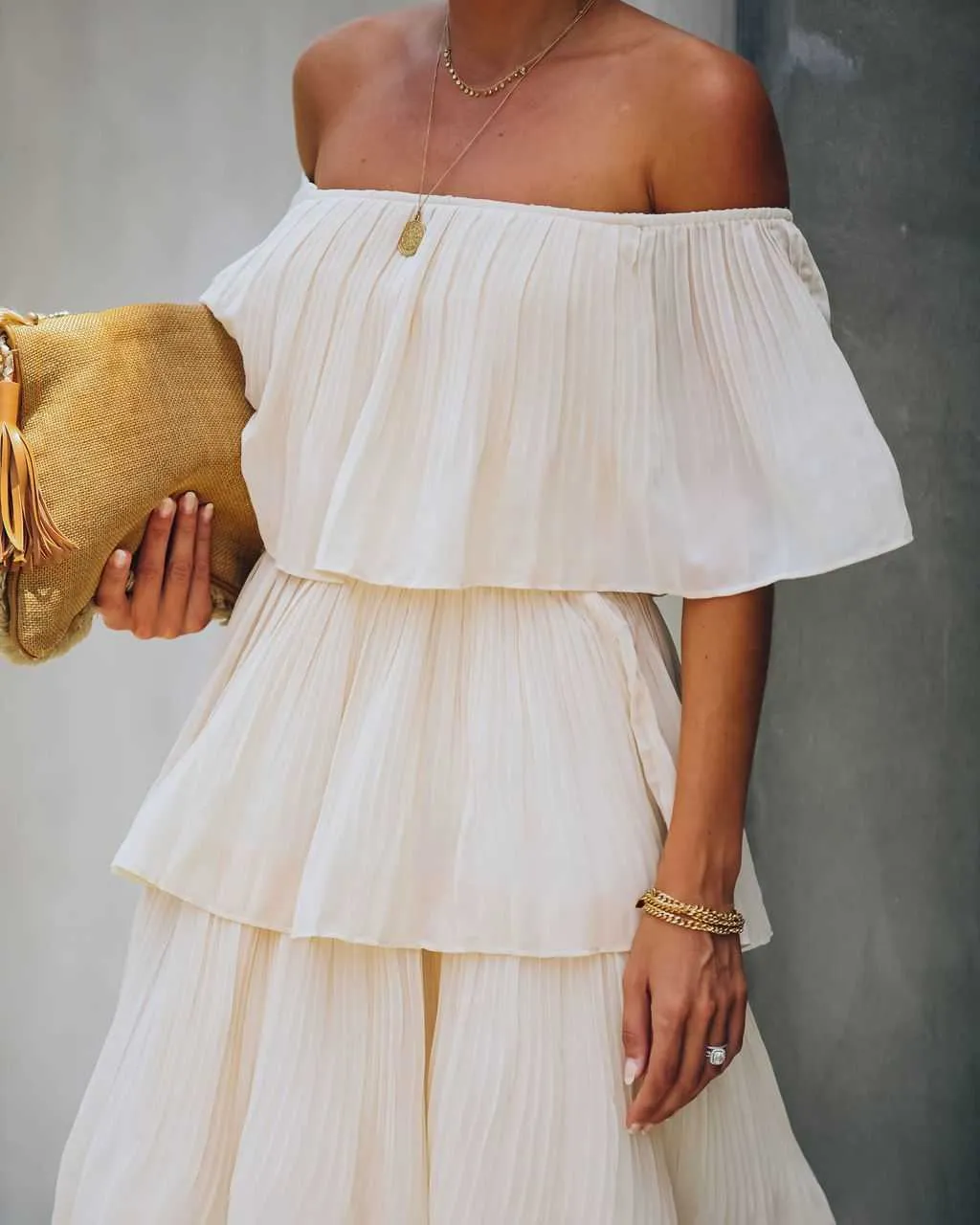 Bonifacio tiered sales pleated midi dress