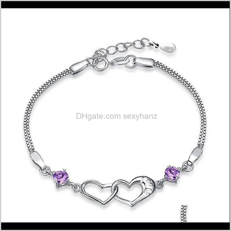 women tibetan silver heart design bracelet fashion crystal hand chain jewelry creative bracelet hand decor (white trendy)