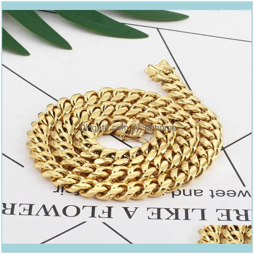 Chains 316L Stainless Steel Gold Necklace High Quality Color Plating Curb Cuban Chain Accesories For Men Women Jewelry Gift