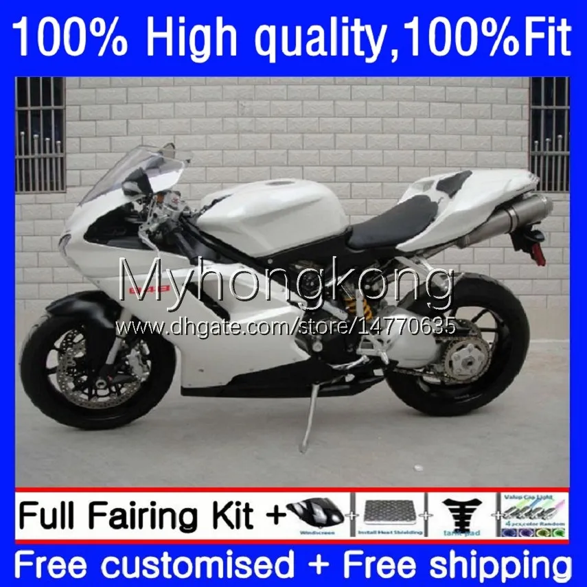 Ducati 848R için Enjeksiyon Bodys 848R 1098R 1198R 848 1098 1198 S R 07 08 09 10 11 12 14NO.63 Karoser 848s İnci White 1098s 1198s 2007 2008 2009 2010 2011 2012 OEM FORUM KITI