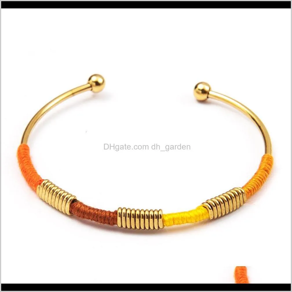 yachan stainless titanium steel holiday national style color line 14k gold bracelet
