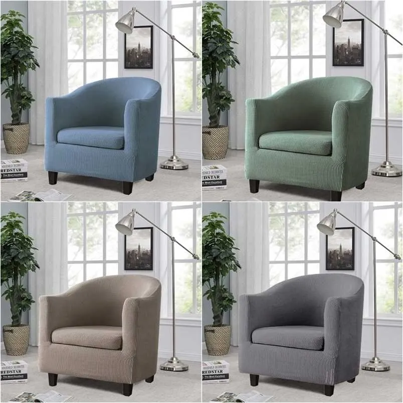 1Set Tub Sofa Cover Jacquard Arm Chair s Slipcovers Living Room Coffee Club Couch Furniture Protector 211207