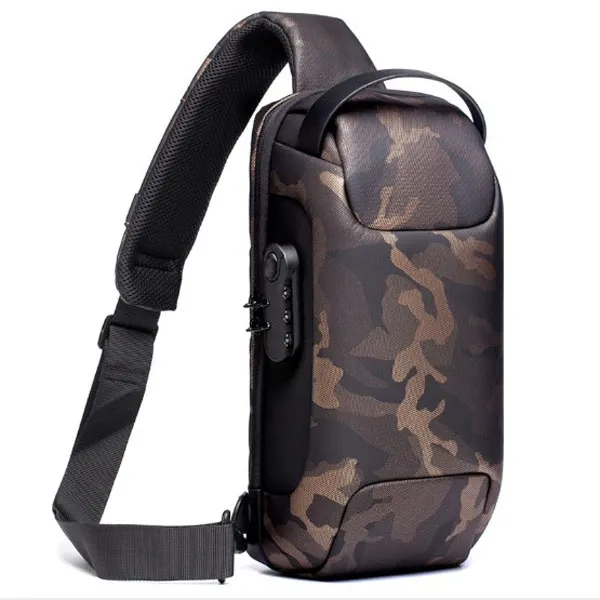 Uomini Versatili Cross Body Outdoor Traveling Shoulto o Sacchi toracici Caricatore USB Impermeabile Oxford Panno Anti-Scratched Perfect Per Sport Casual