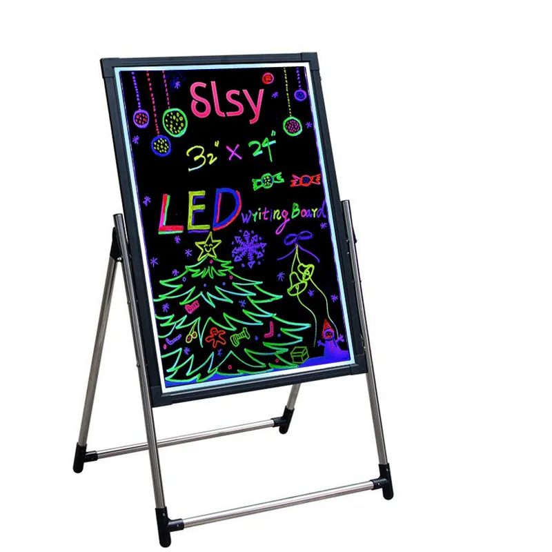 LED Neon Sign Message Writing Board, 12X16 Erasable Neons Effect Menu