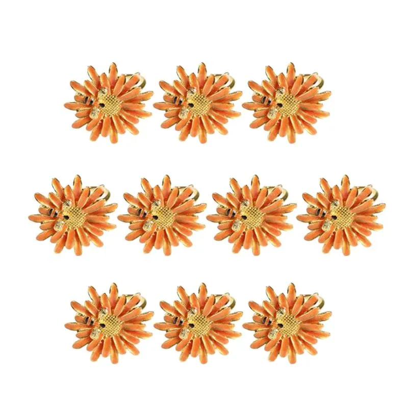 Servettringar 10st el bordsartiklar bi blomma sp￤nne ring kinesisk legering daisy