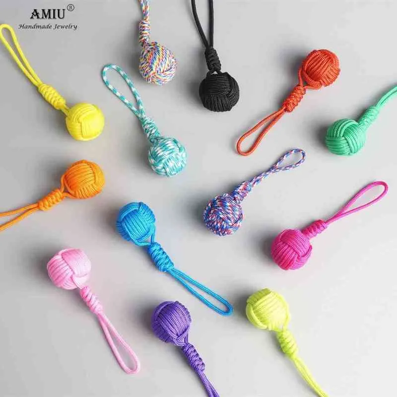 Keychains amiu hand geweven, paracord apen vuist sleutelring voor auto