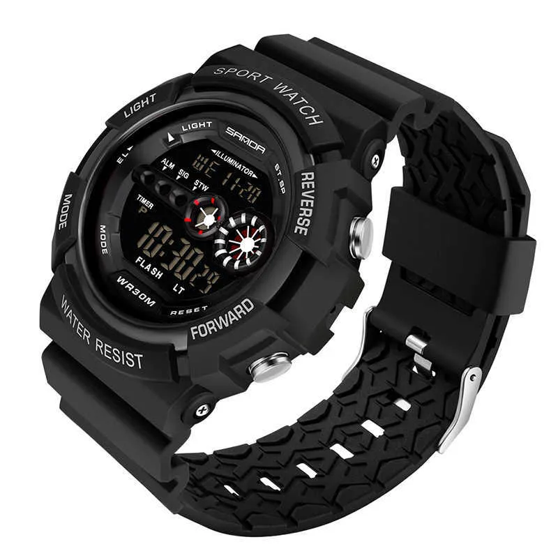 Sanda Japan Rörelse Digitala män Sport Klockor Chrono Kalender Vattentät Man Armbandsur Electronic Clock Relojes Para Hombre G1022