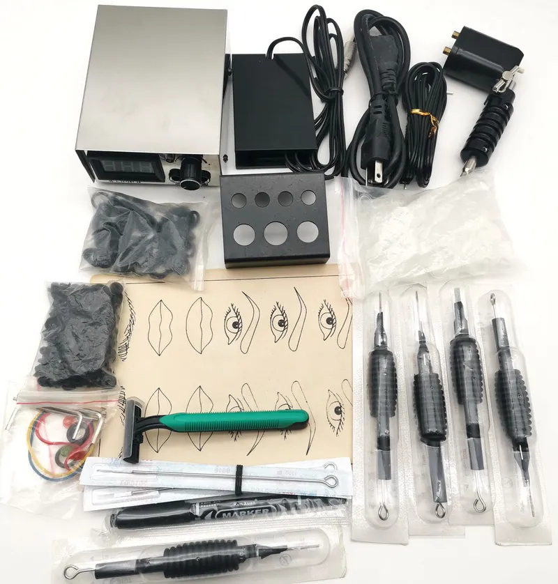 Kit02 Complete Tattoo Guns Kit Rotary Plastic Black Tattoo Machine Gun