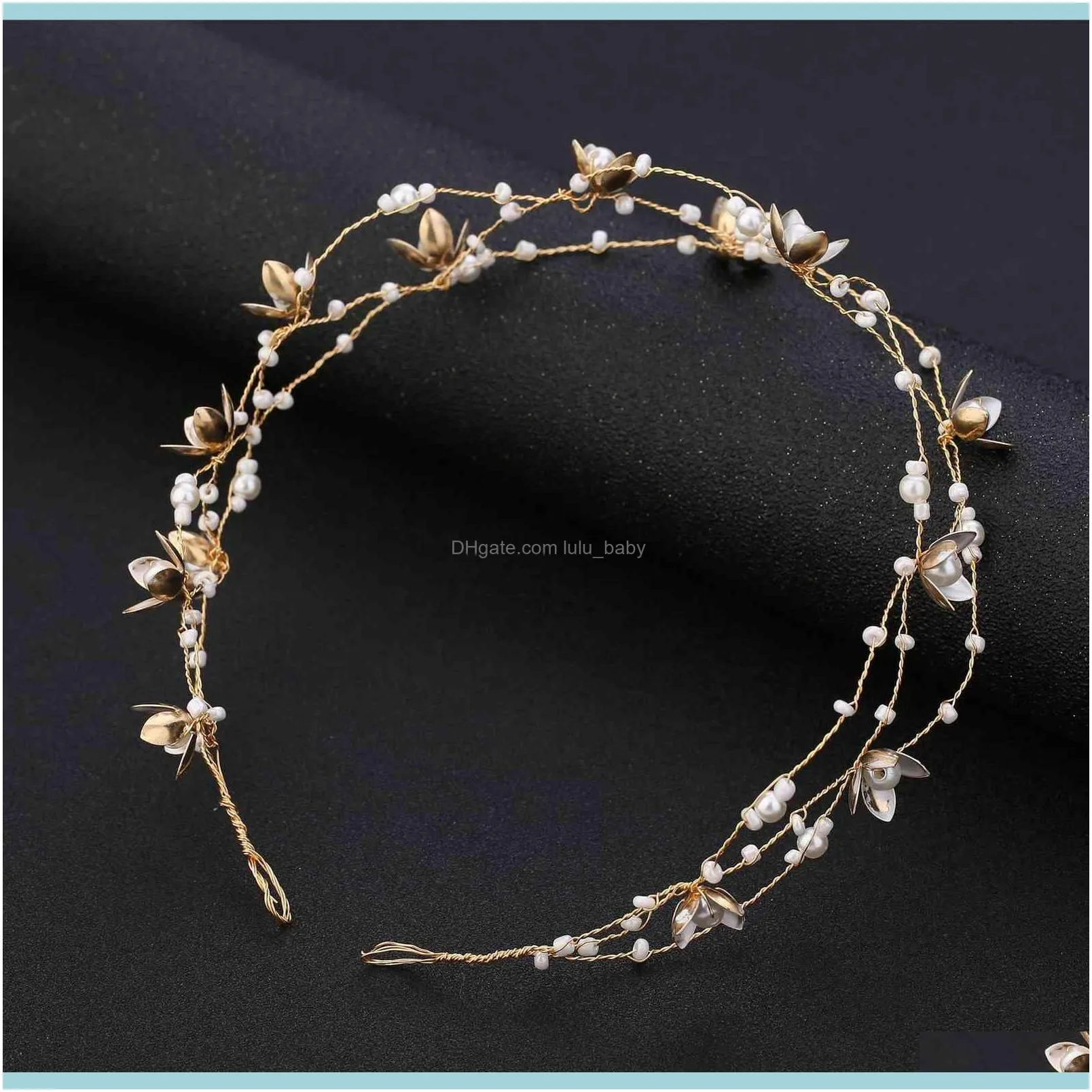 Korean high-end handmade flowers Beaded bride headdress hairband elegant small jewelry Princess wedding hair decoration