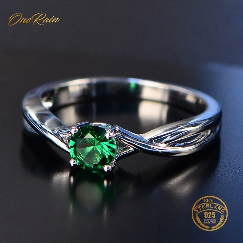 ONEIN NIEUWE 100% 925 Sterling Zilver Natuurlijke Roze Sapphire Emerald Gemstone Wedding Engagement Cocktaill Ring Sieraden Groothandel