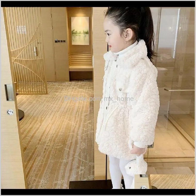 girls coat soft plush quilted thickened long coat baby woolen overcoat winter clothes new children`s clothing