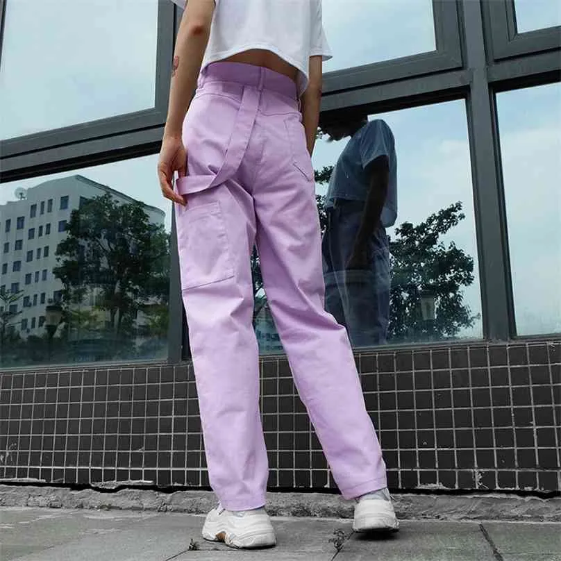 Loose High Waist Women's Pants Cotton Full Length Trousers Fashion Stretch Streetwear Cargo 210607