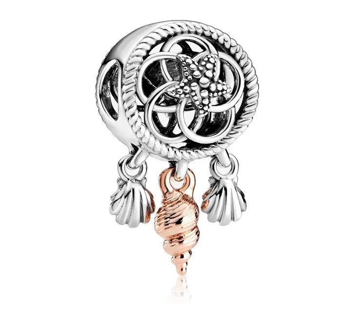 Fit Pandora Charm Bracelet Européen Argent Charmes Perles Creux Shell Dream Catcher Pendentif DIY Chaîne De Serpent Pour Les Femmes Bracelet Collier Bijoux