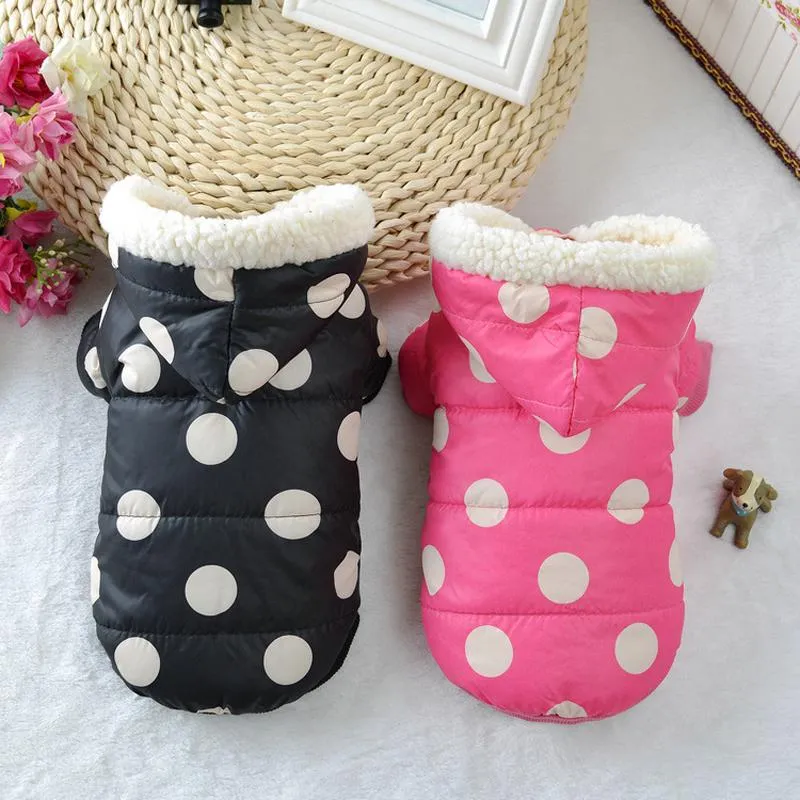 Dog Apparel Jacket Coat Winter Warm Dot Pattern Pet Hoodies Clothes Puppy Cat Costume Pets Products For Small Medium Dogs Chihuahua