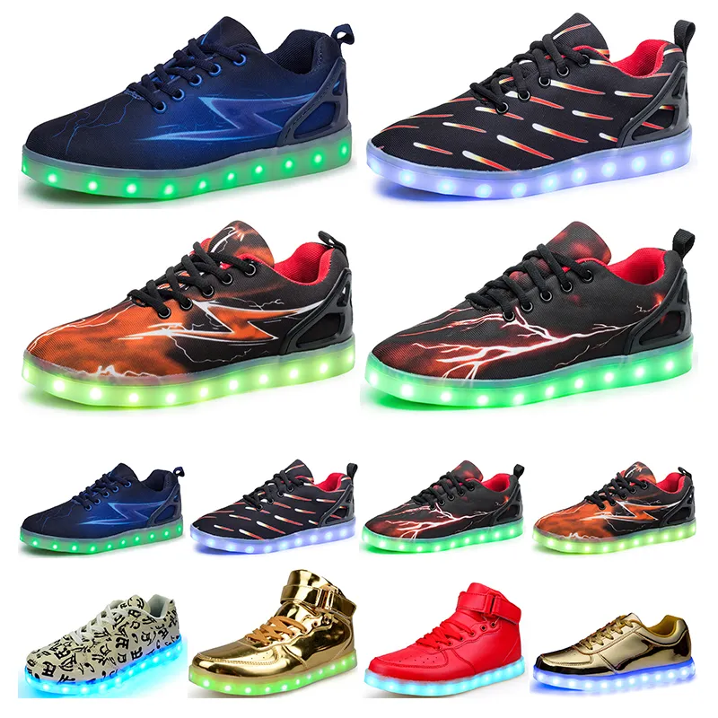 Casual luminous shoes mens womens big size 36-46 eur fashion Breathable comfortable black white green red pink bule orange two 18