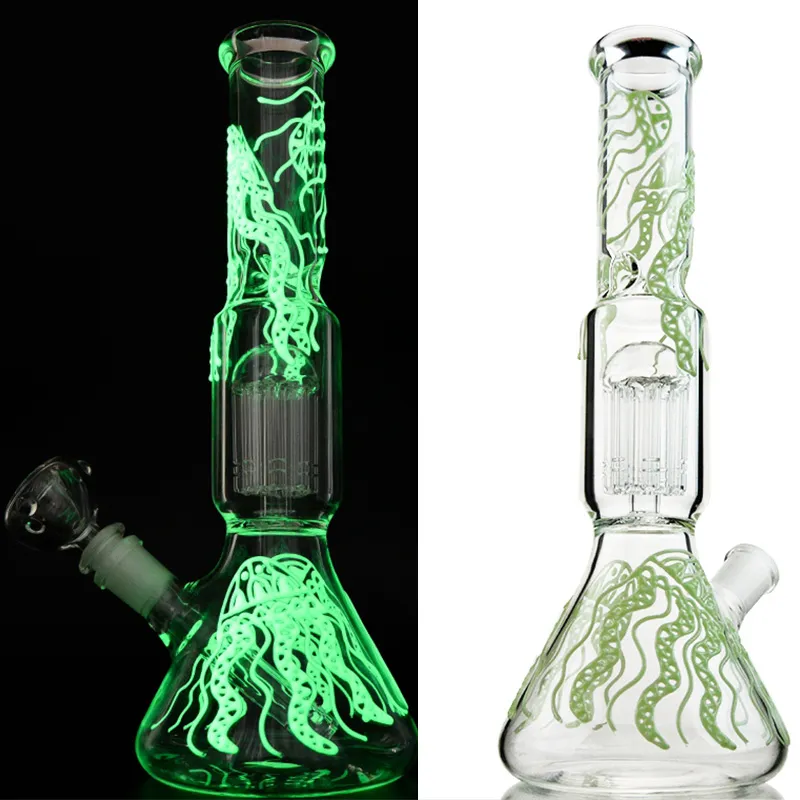 6 armen boom perc 11 inch 18mm vrouwelijke gewricht rig waterpoeien 5mm dikke glazen water bongen olie dab rigs met kom