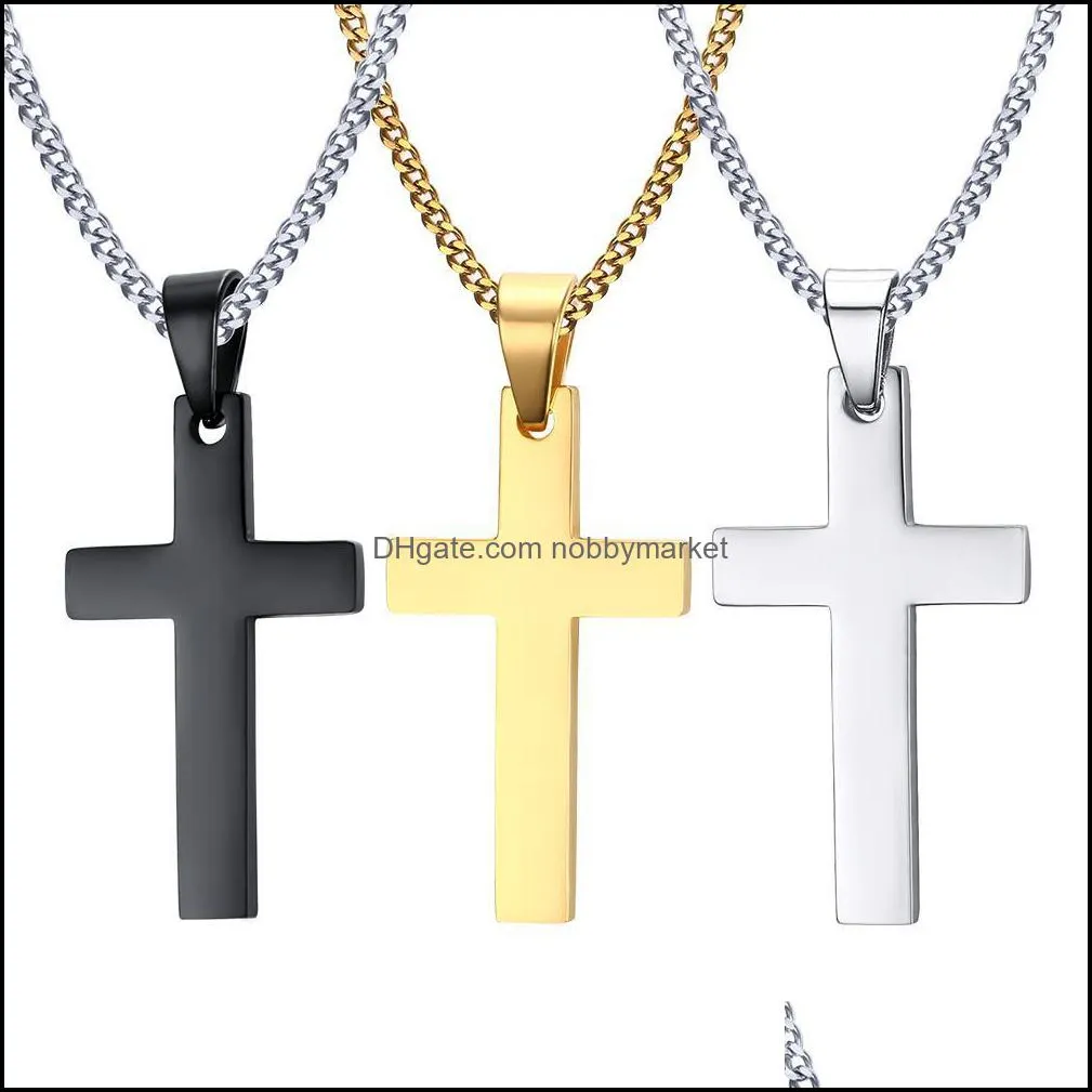 316L Stainless Steel Cross Pendant Necklaces Men s Religion Faith Titanium steel crucifix Charm Link chain For women Fashion Jewelry