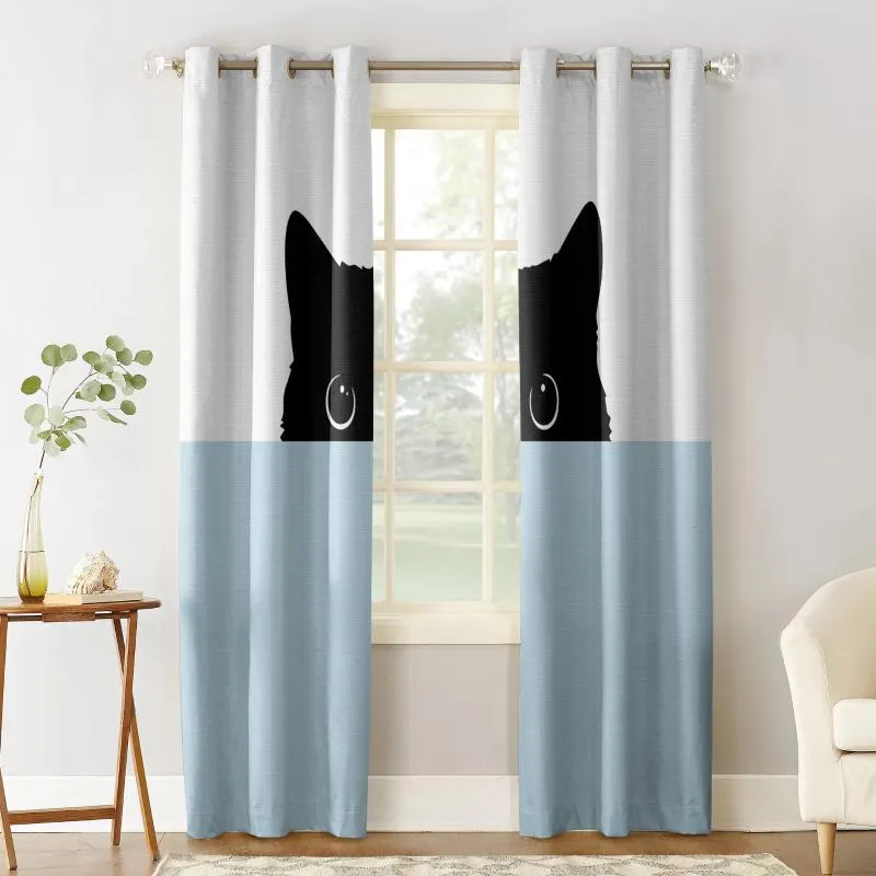 新品未使用 カーテンドレープかわいい動物ブラックキャットアートリビングルームカーテンキッチン装飾窓治療のアイデアパネル 送料無料直送 ホーム ガーデン ホテル用品 Viskasprekybai Lt