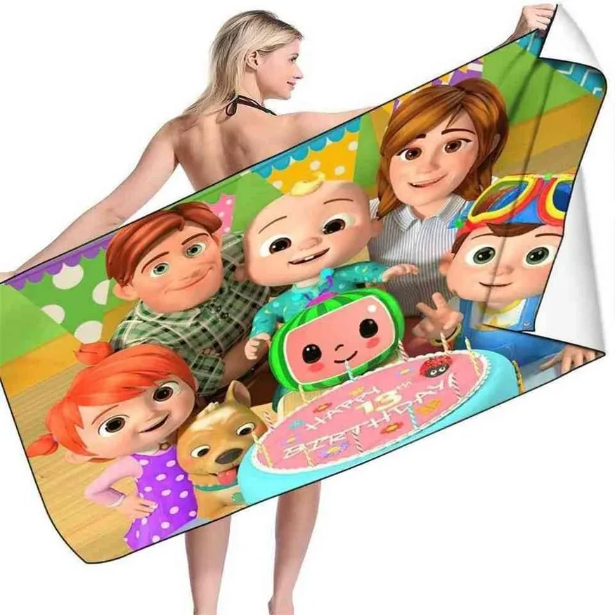 Cocomelon JJ Family Friends Beach Towel Blanket Soft Quick Dry Lightweight Bath Swim Towels Large150 x 75 CM Youtube Character Mat Shawl Sand Proof gyq