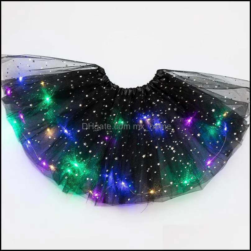 Multicolor cute kids LED dress with lights star Sequin Tutu Skirt puffy luminous girl dresses for stage performance and Party Z4619