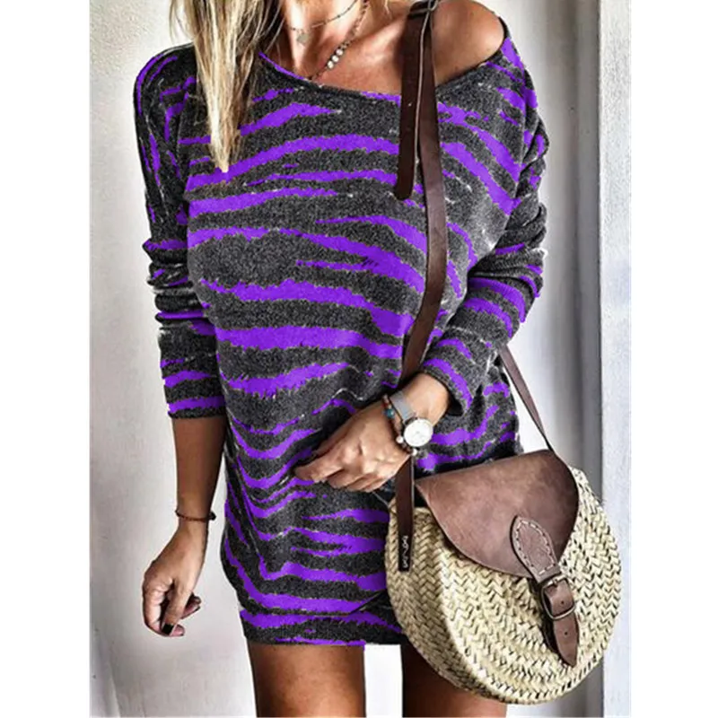 Round Neck Stripe Long Sleeve Will Sexy Autumn Winter Sweater Party Fall Dress Women Vestido Clothes Befree Vintage 210522