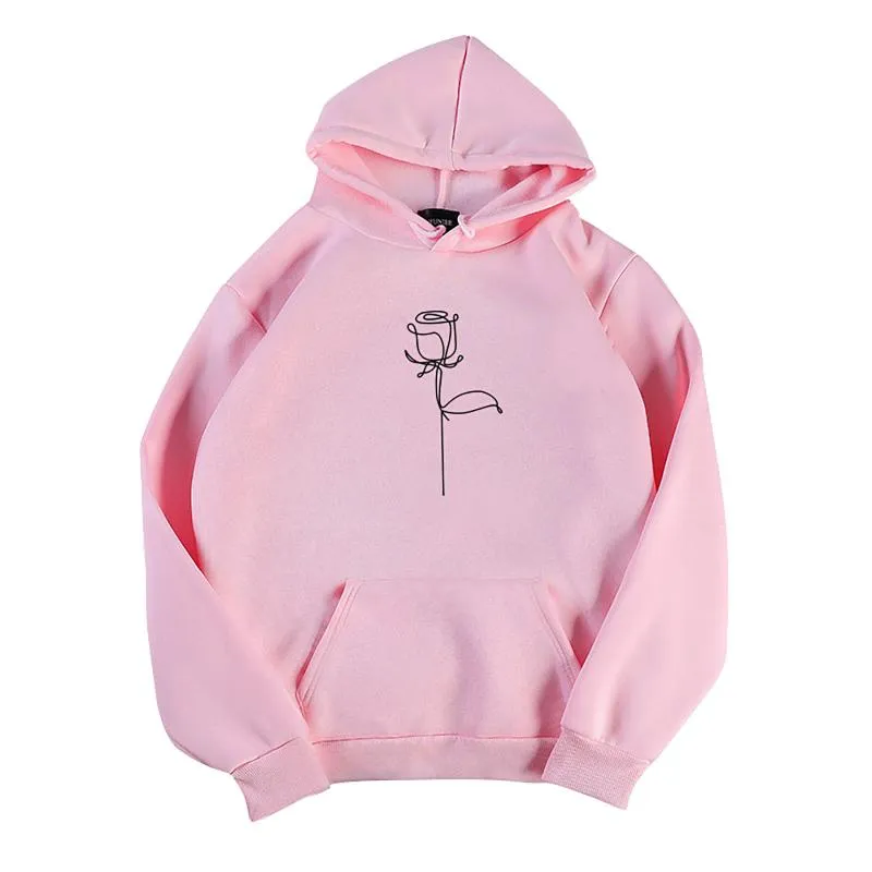 Damen Hoodies Sweatshirts Rose Print Kawaii Frauen Sweethirts Langarm Oansatz Harajuku Tops Kpop Y2k Ästhetischer übergroßer Hoodie Tree