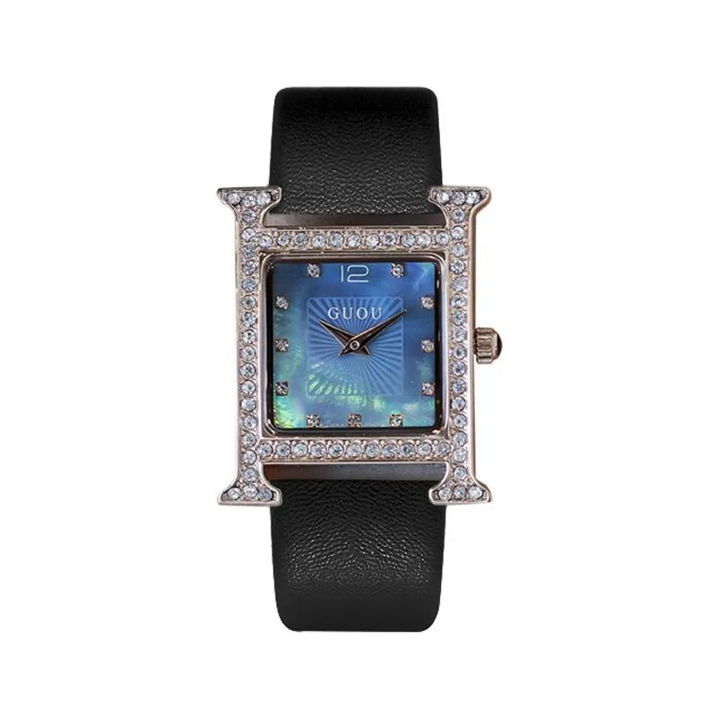 Relógios de pulso 2021 Rhinestone Cristal Quartz Mulheres assistiam Diamond Square Dress Assista Luxo Ladies Relogio Feminino