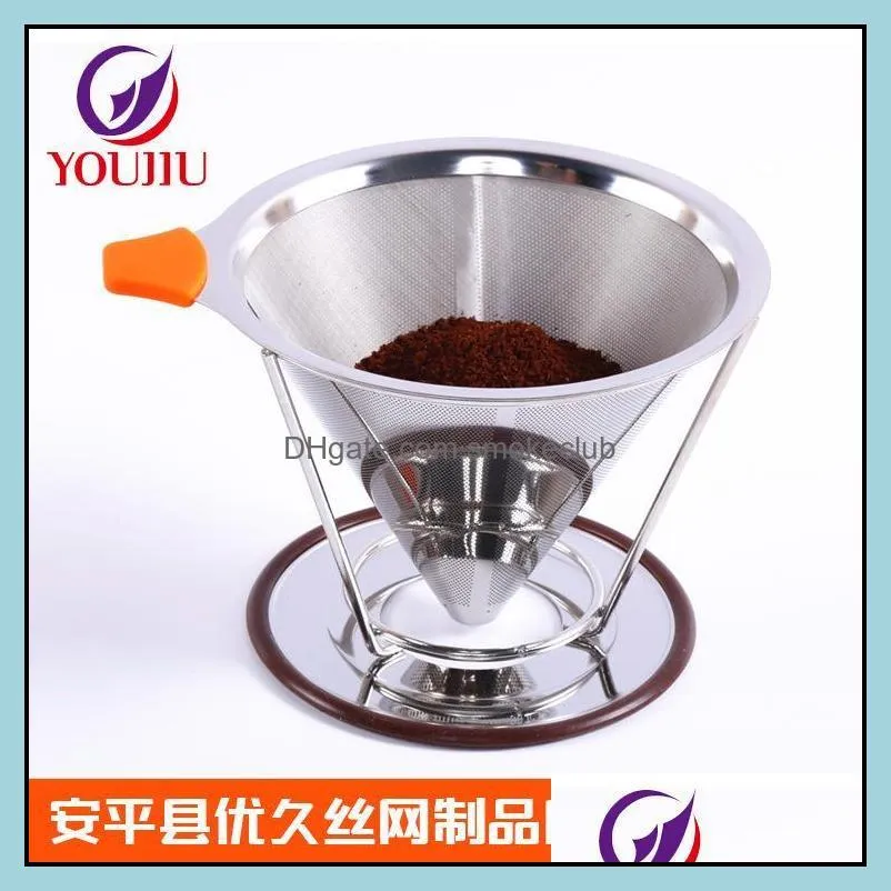 Coffee Filters 1PC Reusable Mesh Ice Drop Filter Stainless Steel Double-layer Dripper Accessories Cafe Free Ship