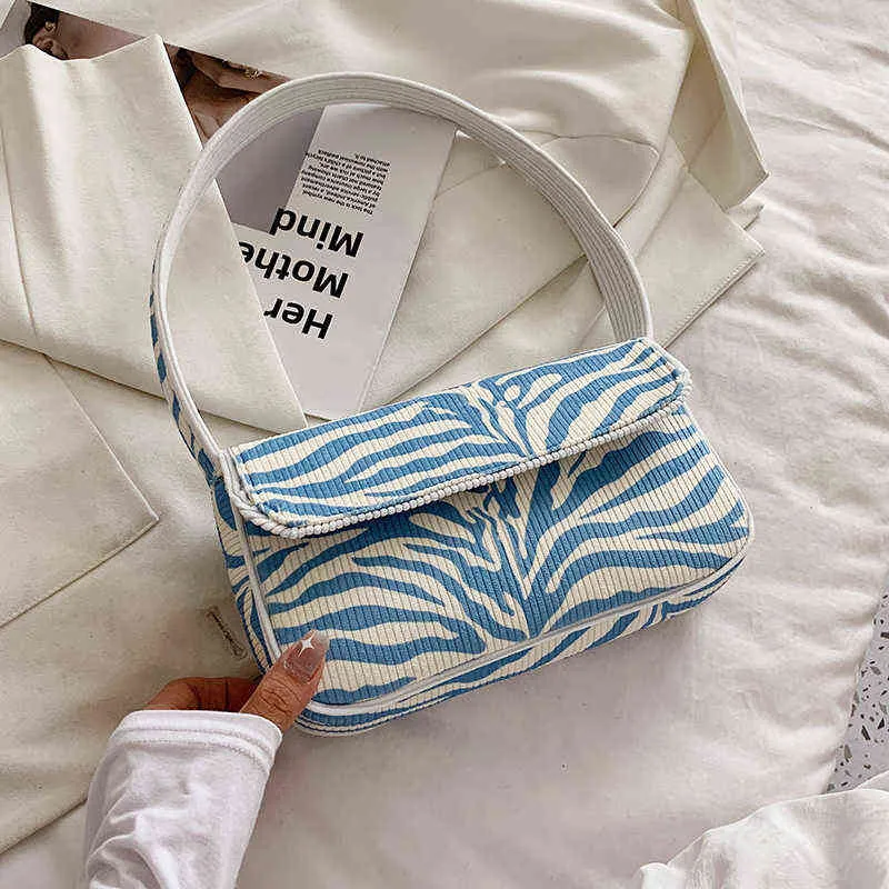 Boodschappentassen zebra patroon schattige kleine PU lederen schouder baguette voor vrouwen zomer eenvoudige handtassen en portemonnees vrouwelijke bolsos 220303