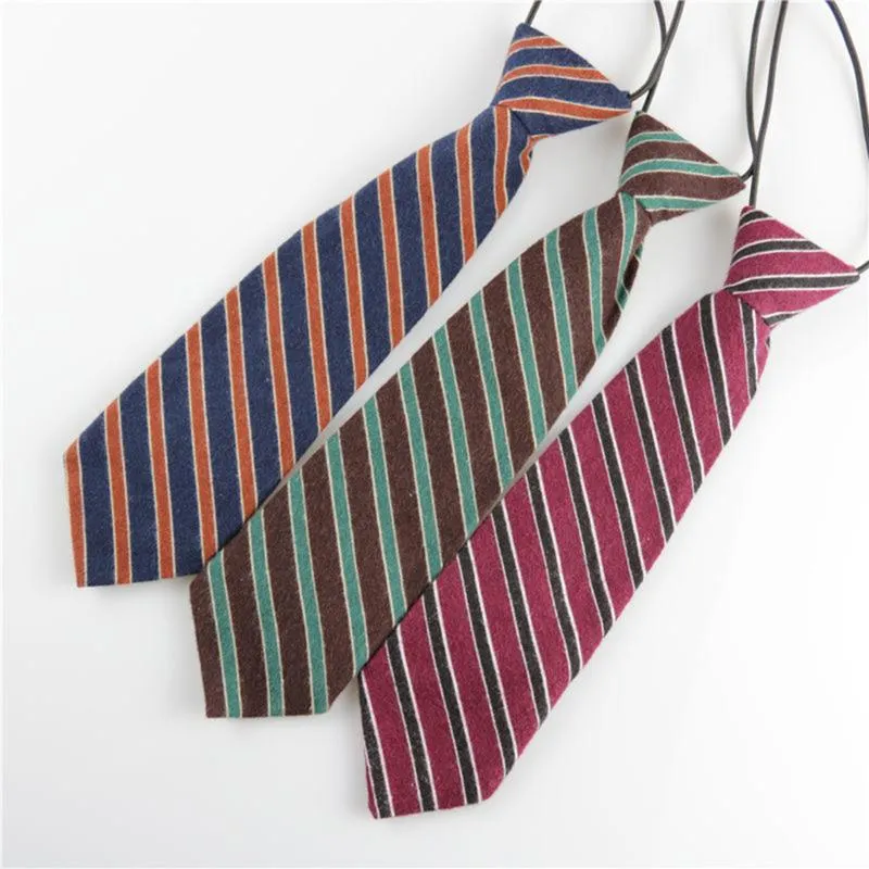 Bow Ties 2 PCS Children's 3 Colors Striped Cotton Tie Fashion Wedding Accessories Neckwear Skjorta slipsar för barn college
