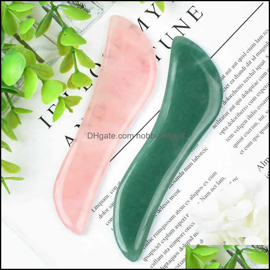 Mix 2 Pcs Color Natural Rose Quartz Green Aventruine Guasha Scraper for Woman Sliming Lefting Face Remove Wrinkle Skin Tools PXY7