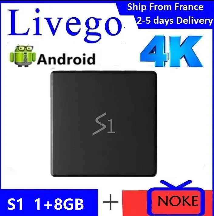 الرمز D'Abonnement de 12 Mois et Lecteur Multimédia S1 Android 1 + 8 Go Décodeur Amlogic S905W رباعية النواة Expédié Depuis La France