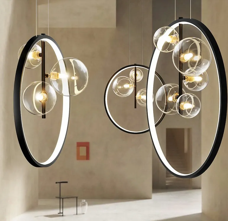 Artpad Metall-Hängeleuchte, Schwarz, 36 W, helle runde Ring-Pendelleuchte für Bar, Esszimmer, Eingang, Nachttisch, Hängeleuchte