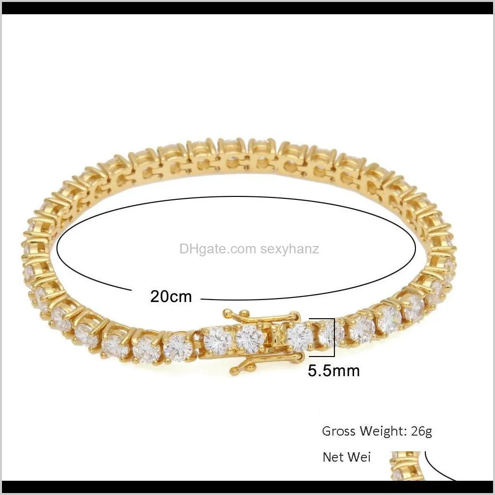 5mm 4mm 3mm iced out tennis bracelet zirconia triple lock hiphop jewelry 1 row cubic luxury men bracelets