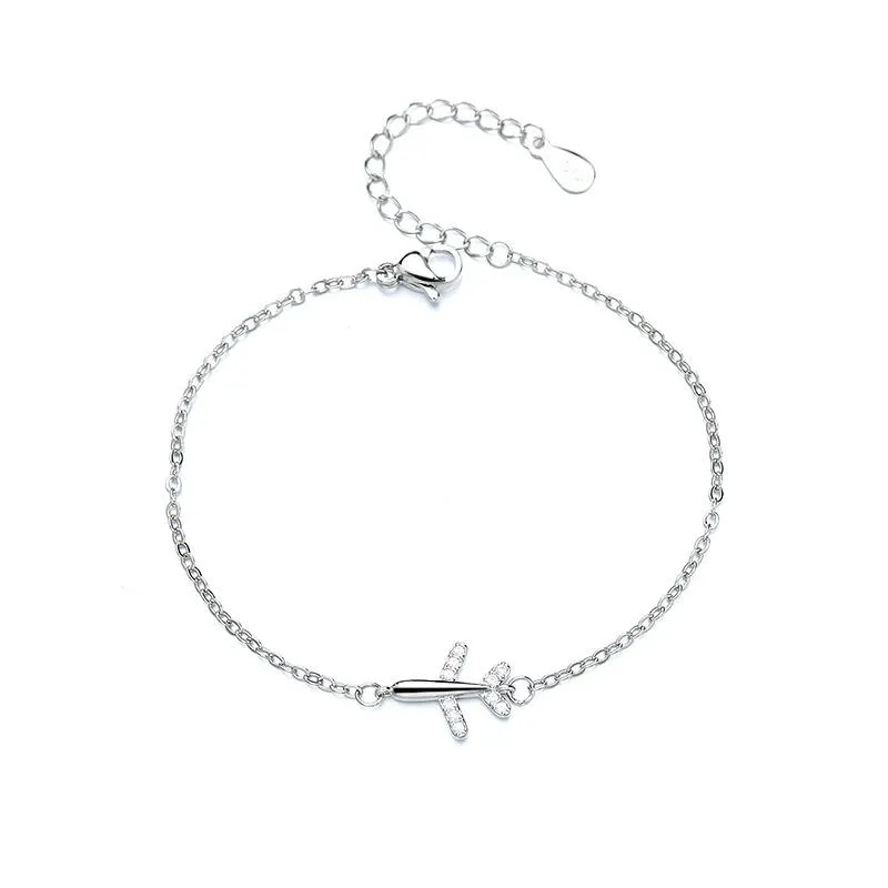 Charme Braceletes A Menina 'Original Design De Papel Avião Avião incrustado Zircon pulseira ajustável para mulheres pulseira jóias