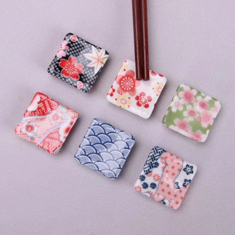 Ceramic Chopstick Rest Cherry Blossom Japanese-style Chopsticks Holder Tableware And Kitchenware Crafts Holder