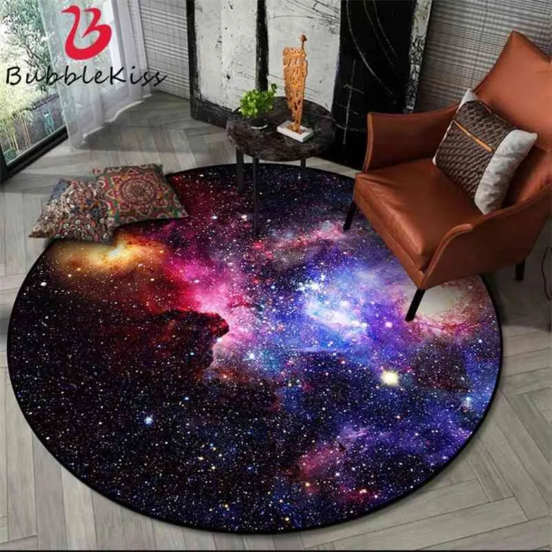 Bubble Kiss Nebula Design Round Carpets For Living Room Kid Room Home Decor Rugs Children Gift Decoration Salon Floor Mat 210727