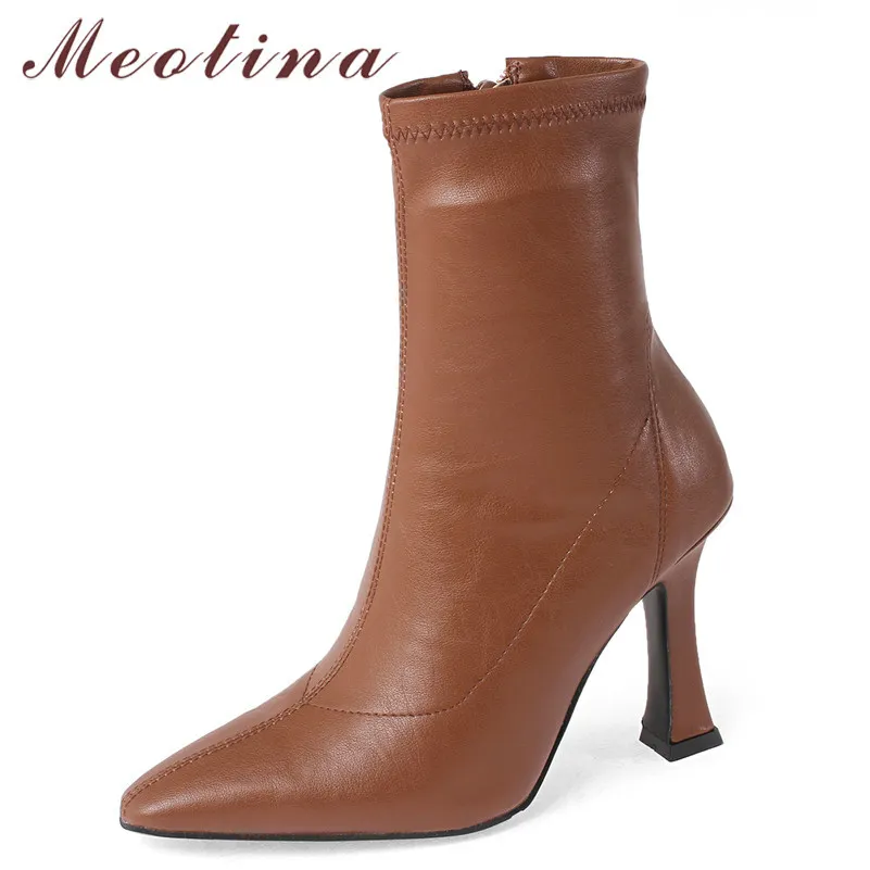 Stivaletti Donna Scarpe Punta a punta Tacchi sottili Zip femminile Tacco alto estremo Stretch Autunno Inverno Nero 43 210517 GAI GAI GAI