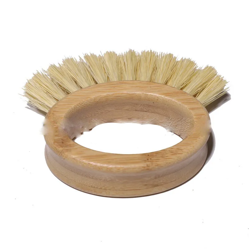 Spazzola per la pulizia con manico in legno Creativo anello ovale Spazzole per lavare i piatti in sisal Utensili da cucina per la casa in bambù naturale