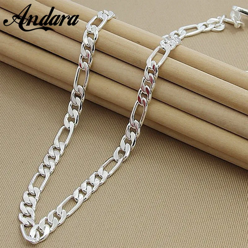 Collier homme 8MM 20 '' 50cm mode 925 chaîne de bijoux en argent pour femmes qualité masculine