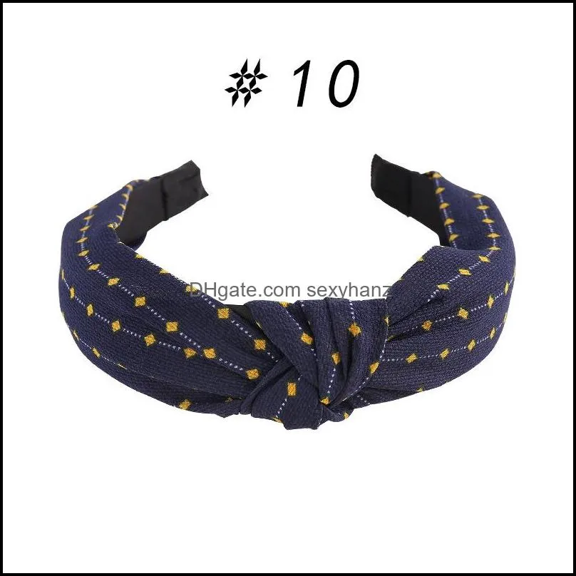 New fabric headband Women`s wide-brimmed face wash hair band Cross knotted multicolor headband