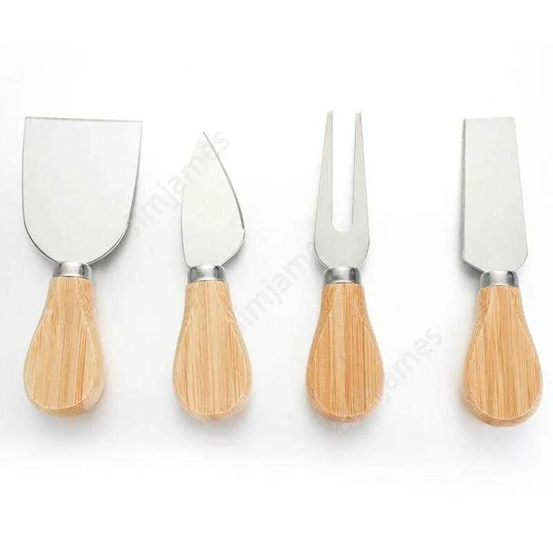 Cheese Knife Set Oak Handle Knife Fork Shovel Kit Graters Baking Cheese Pizza Slicer Cutter Set DAJ415