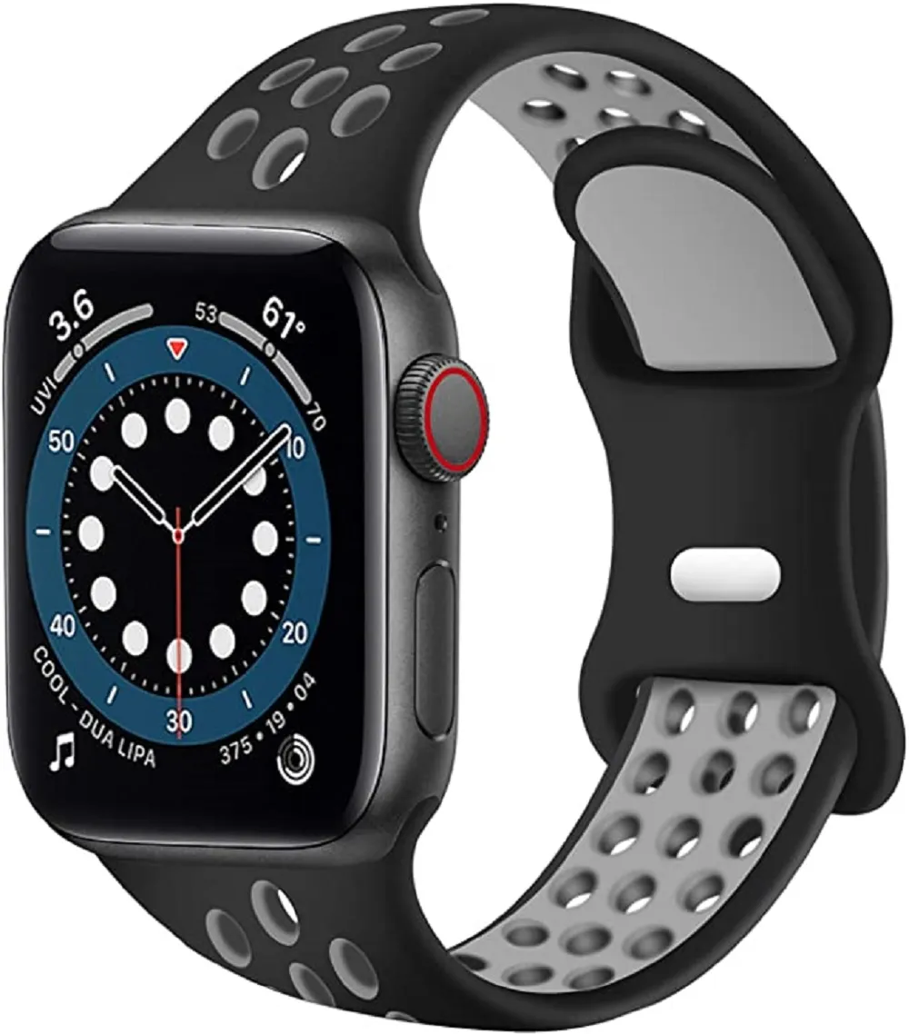 Alça de silicone para a faixa de relógio da Apple 38mm 40mm 45mm 41mm 42 44 mm Respirável Acessórios Watchband Bracelet Iwatch 1 2 3 4 5 6 7
